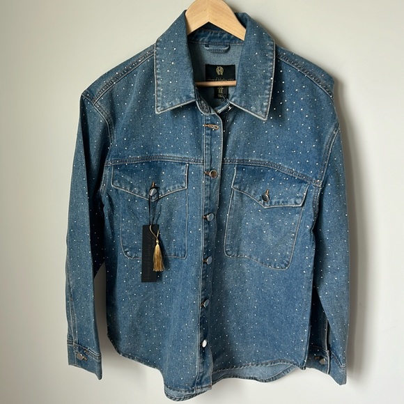 House of Harlow 1960 Tops - House of Harlow 1960 Denim Crystal Button Down Shirt/ Jacket